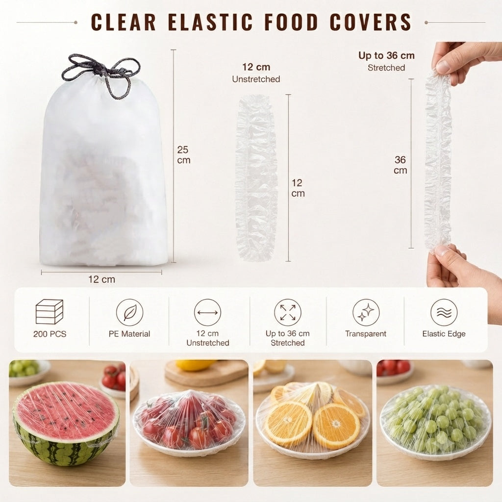 š„Disposable food covers made from food-grade, stretchy plastic for bowls and plate