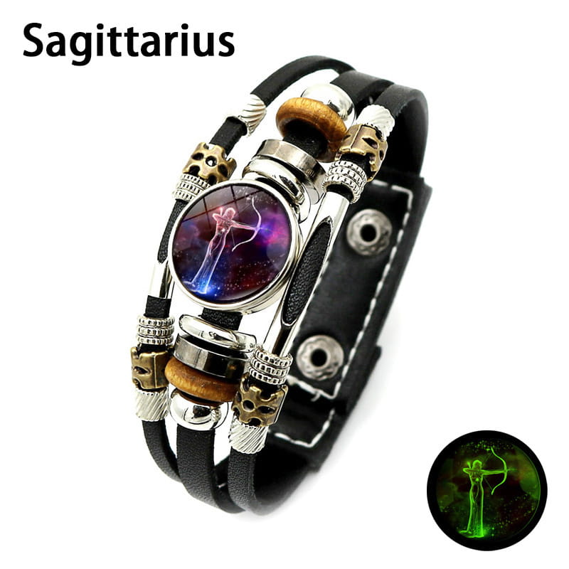 💥Buy one, get one free☪️Glow-in-the-dark zodiac sign leather wristbands for men and women
