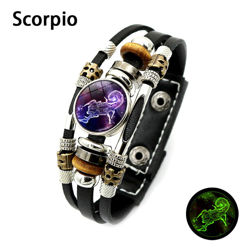 💥Buy one, get one free☪️Glow-in-the-dark zodiac sign leather wristbands for men and women