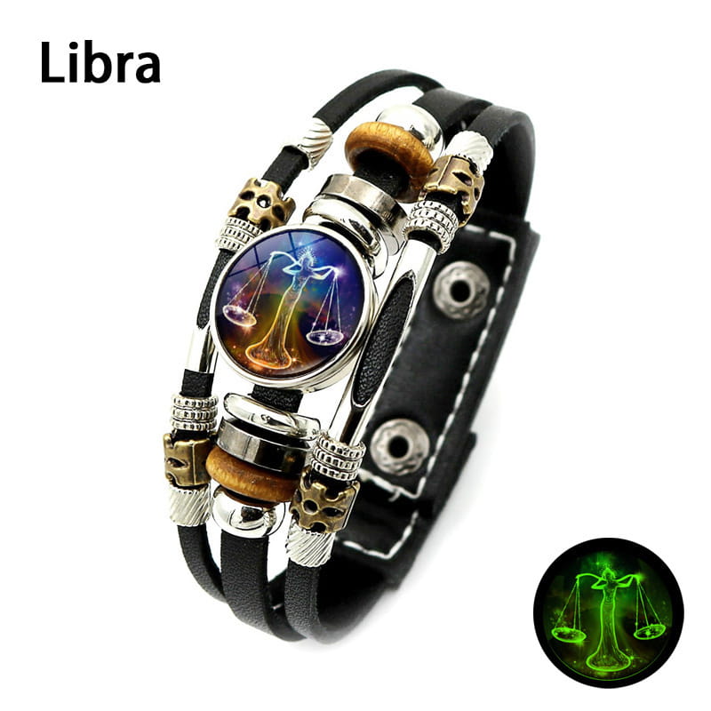💥Buy one, get one free☪️Glow-in-the-dark zodiac sign leather wristbands for men and women