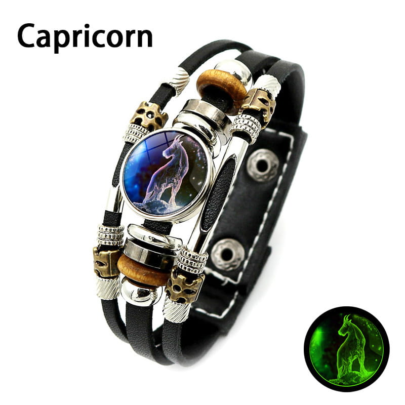 💥Buy one, get one free☪️Glow-in-the-dark zodiac sign leather wristbands for men and women