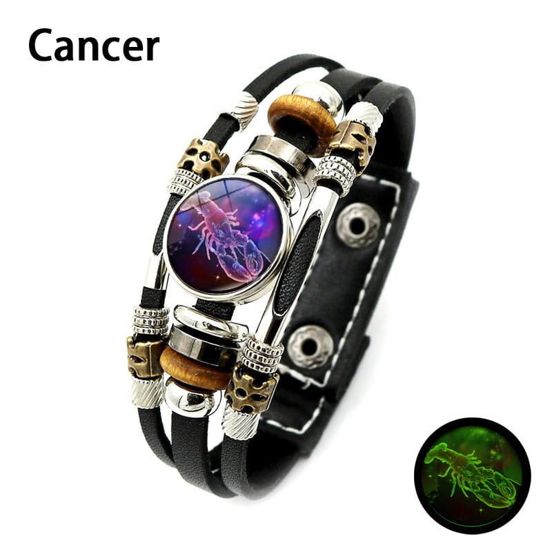 💥Buy one, get one free☪️Glow-in-the-dark zodiac sign leather wristbands for men and women