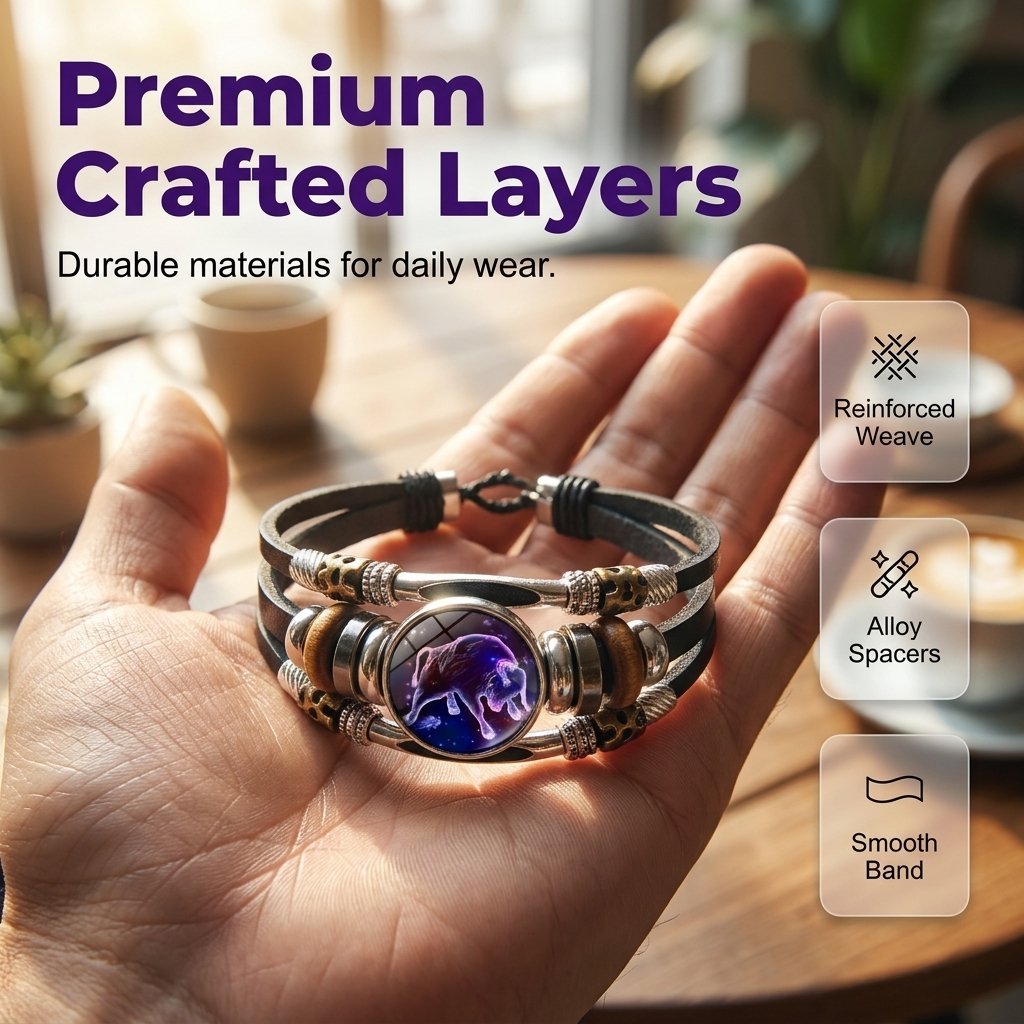 💥Buy one, get one free☪️Glow-in-the-dark zodiac sign leather wristbands for men and women