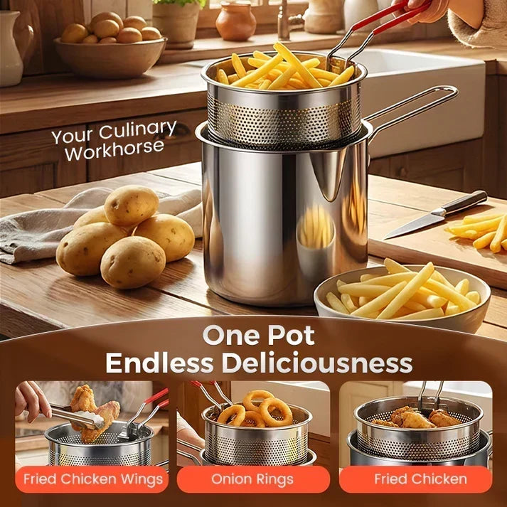 🔥 HOT SALE 50% OFF! 🍳 304 Stainless Steel Multifunctional Fryer – Deep Fry, Pan Fry, Boil & Stew in One Pot ✨