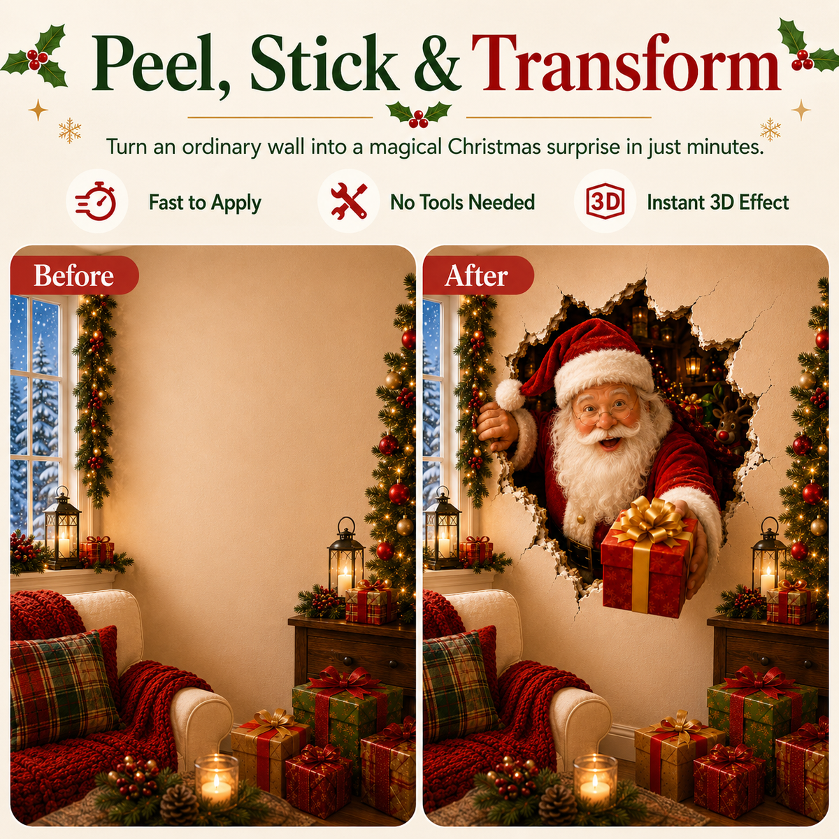 🔥Last Day 50% OFF 🔥Christmas Breaking Through the Wall Decal