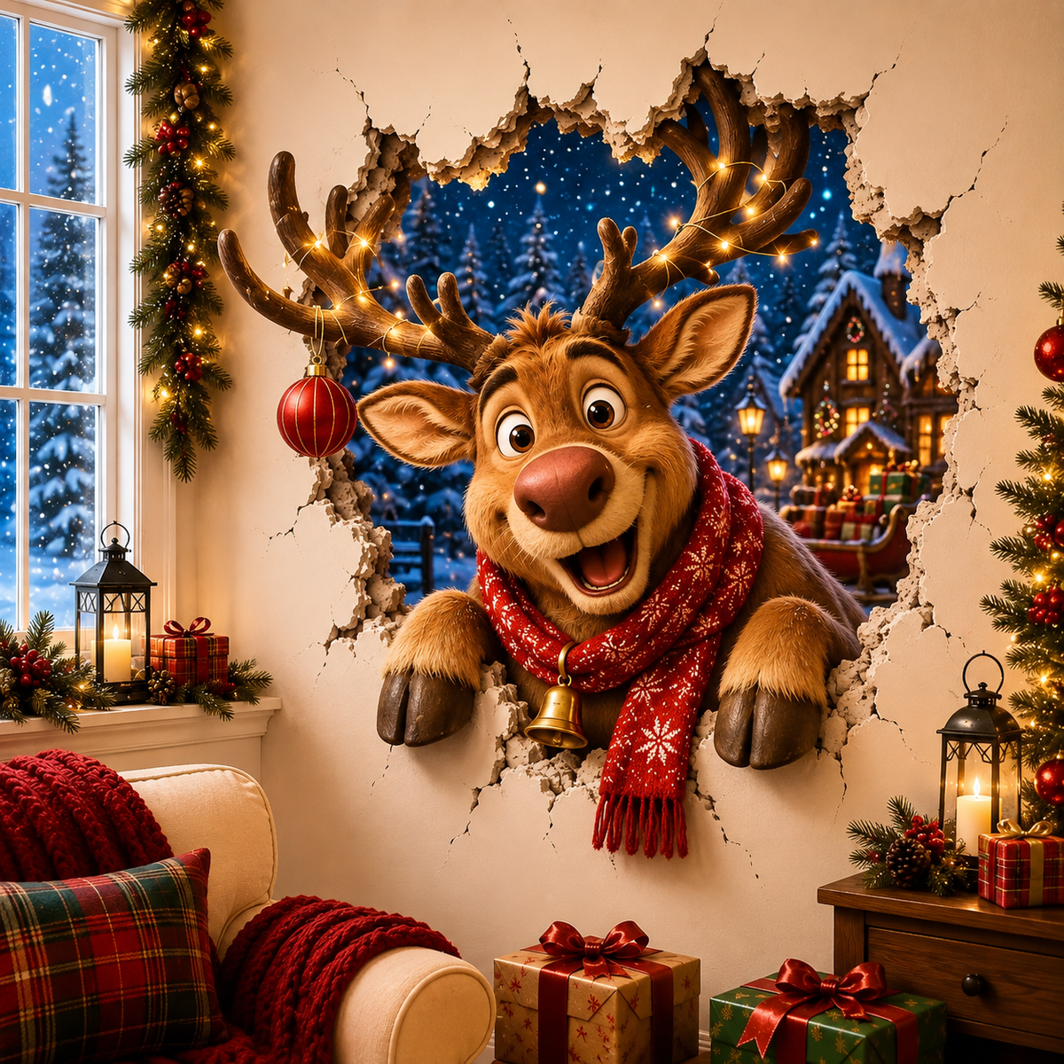🔥Last Day 50% OFF 🔥Christmas Breaking Through the Wall Decal