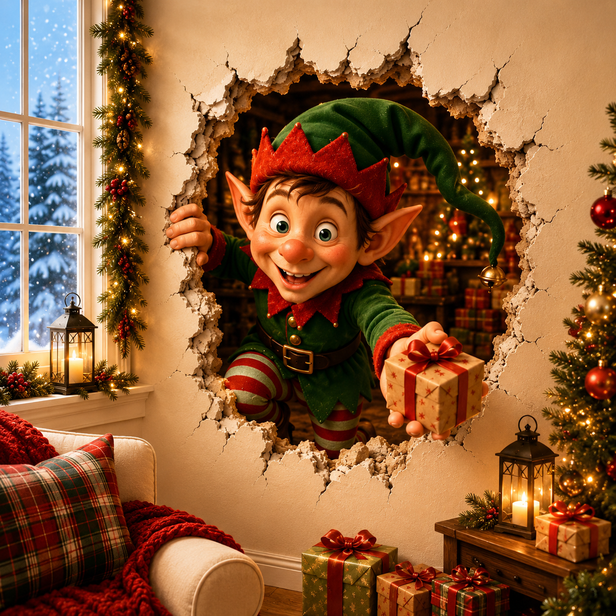 🔥Last Day 50% OFF 🔥Christmas Breaking Through the Wall Decal