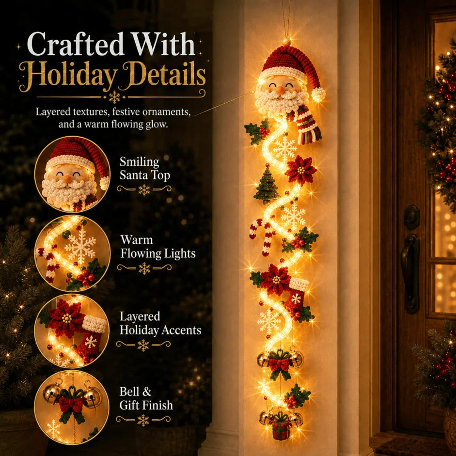 🎄MerryCascade™ Glowing Christmas Door Hanger | 6 Festive Lighted Designs with Warm Glow, Dimensional Details & Space-Saving Vertical Décor ✨