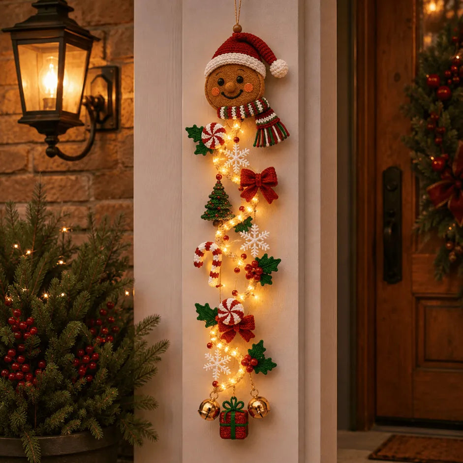 🎄MerryCascade™ Glowing Christmas Door Hanger | 6 Festive Lighted Designs with Warm Glow, Dimensional Details & Space-Saving Vertical Décor ✨
