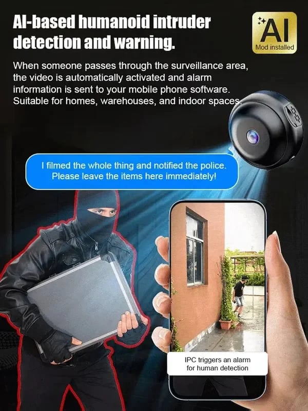 📸  1080P Mini Wireless Camera Coin-sized, install anywhere, remote real-time monitoring via smartphone.