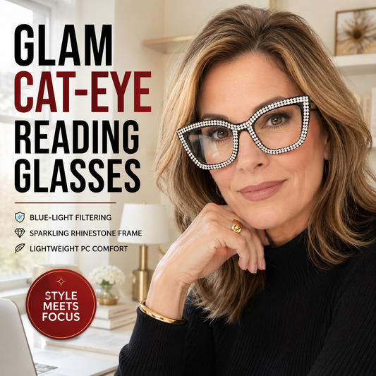 Cat-eye reading glasses with blue light protection