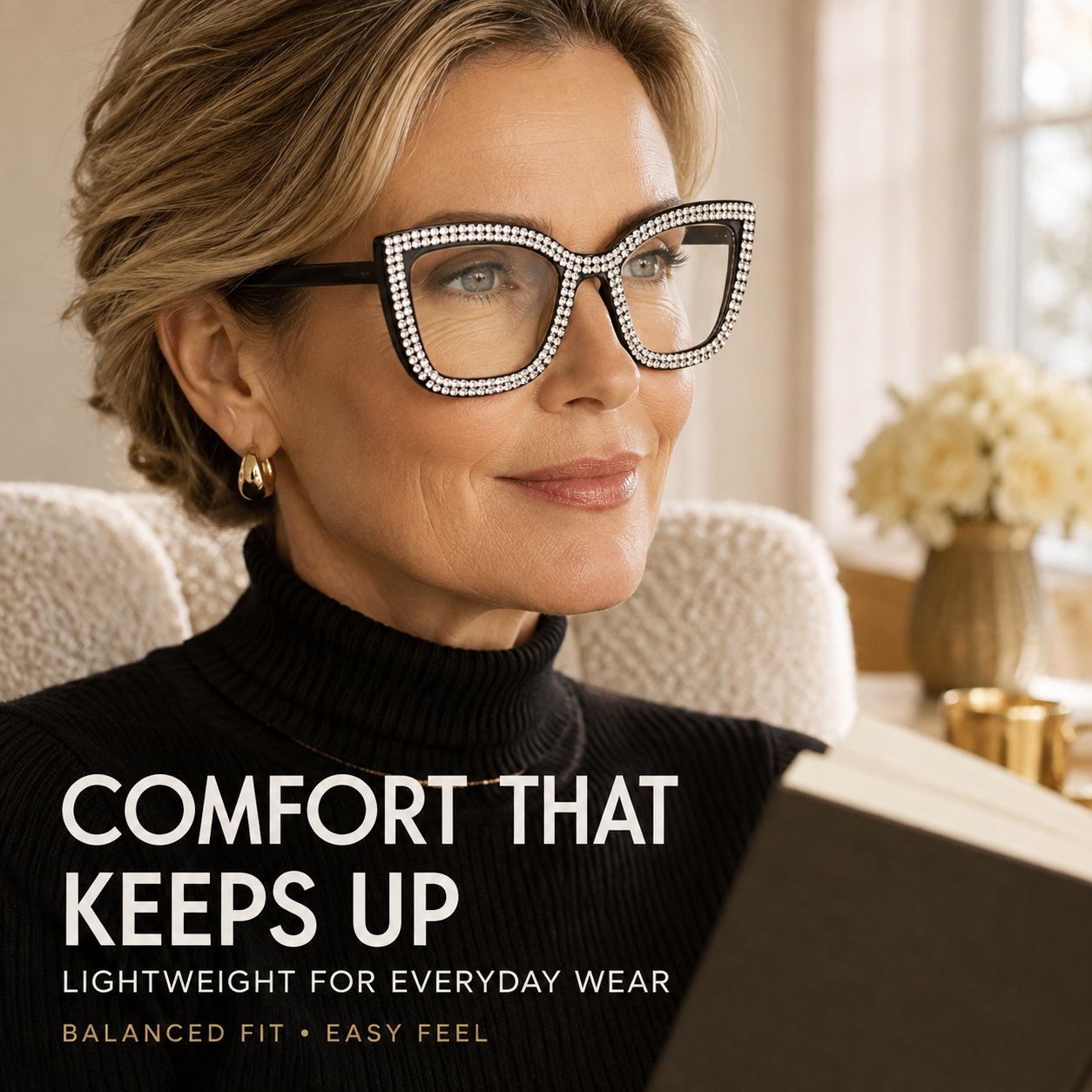 Cat-eye reading glasses with blue light protection