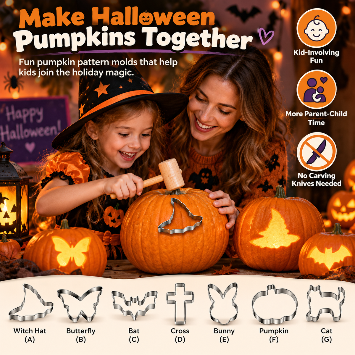 PumpkinTap™ Halloween Pattern Punch Mold Set