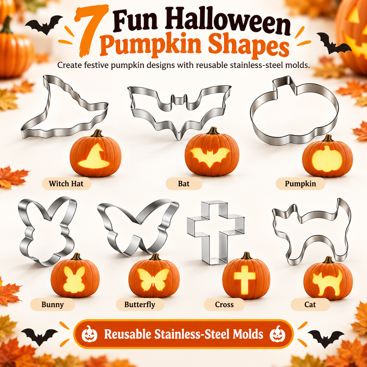 PumpkinTap™ Halloween Pattern Punch Mold Set