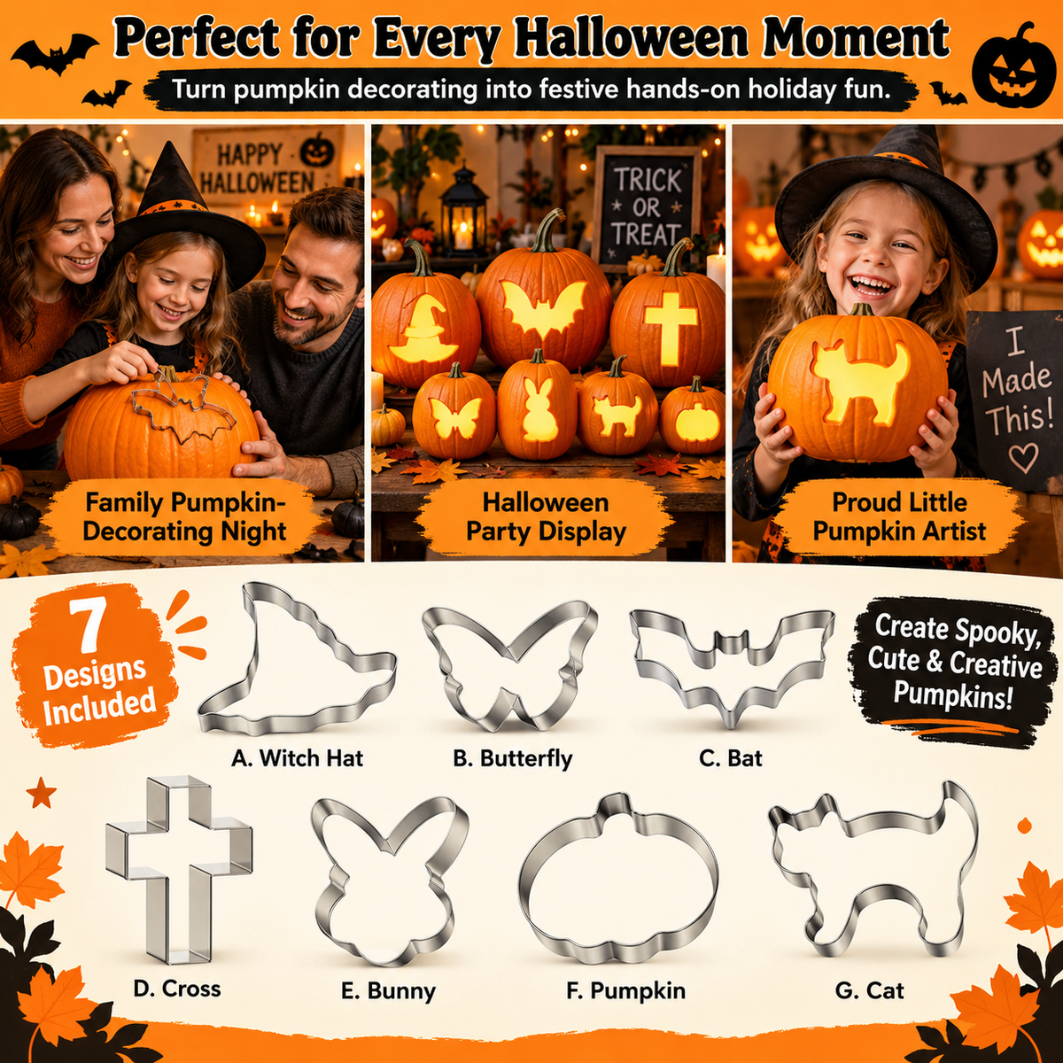 PumpkinTap™ Halloween Pattern Punch Mold Set