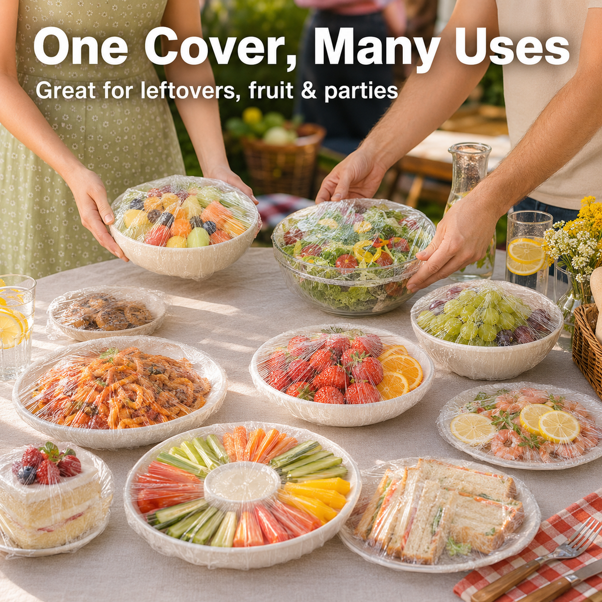 🔥Disposable food covers made from food-grade, stretchy plastic for bowls and plate