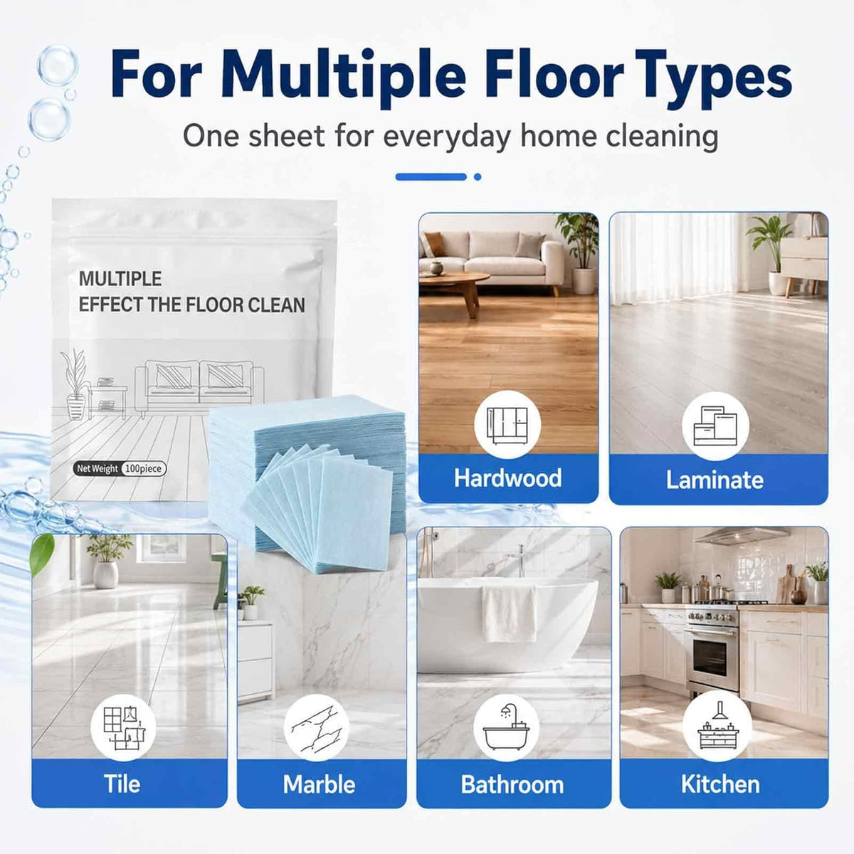 🧹 Multi-Surface Deep Cleaning Sheets (100 PCS) ✨ Powerful Stain Removal for Kitchen, Bathroom & More