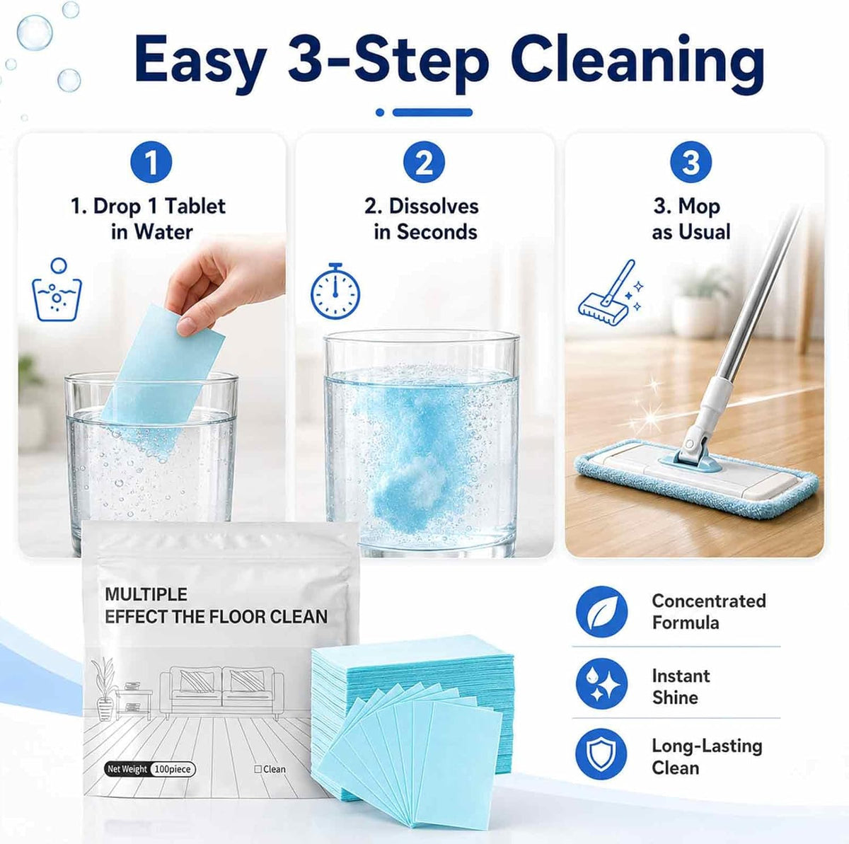 🧹 Multi-Surface Deep Cleaning Sheets (100 PCS) ✨ Powerful Stain Removal for Kitchen, Bathroom & More
