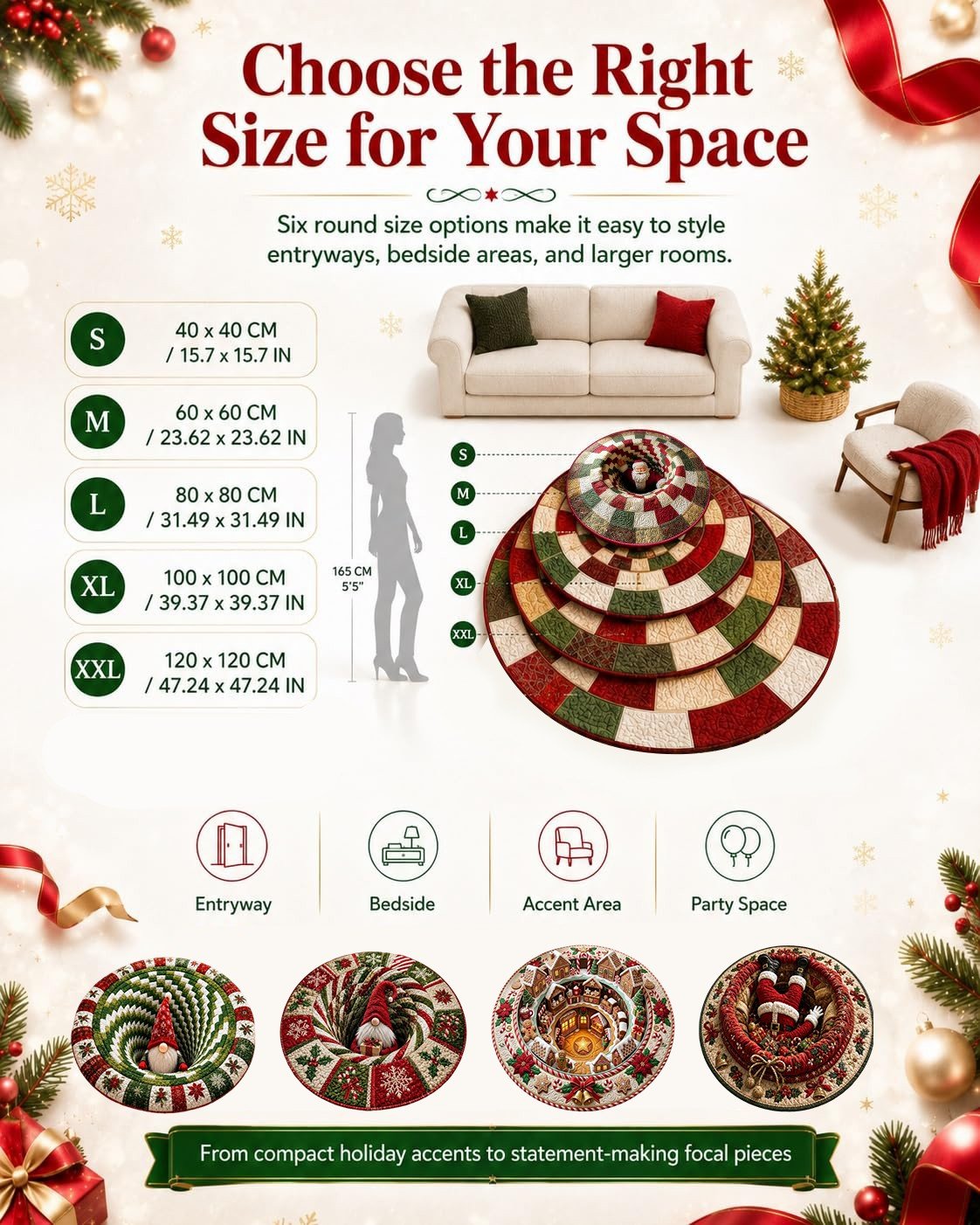 🎄3D Christmas Gnome Optical Illusion Round Rug | Fun Festive Home Decor Must‐Have⭐🏠🎁
