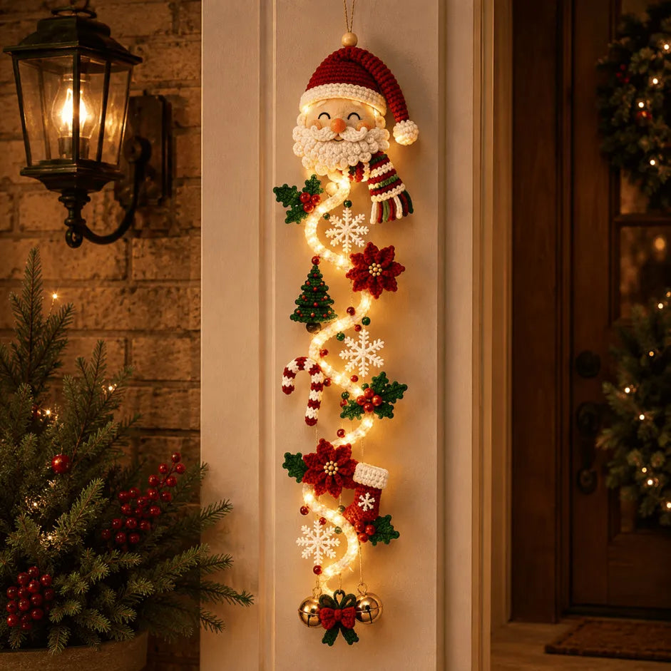 🎄MerryCascade™ Glowing Christmas Door Hanger | 6 Festive Lighted Designs with Warm Glow, Dimensional Details & Space-Saving Vertical Décor ✨