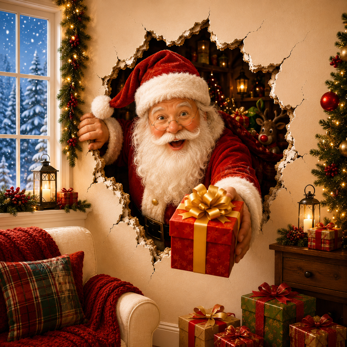 🔥Last Day 50% OFF 🔥Christmas Breaking Through the Wall Decal