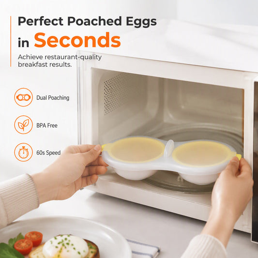 Innovative Microwave Double Egg Poacher with Lid