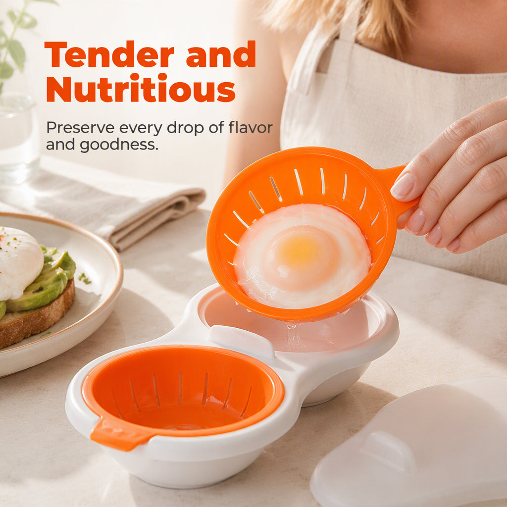 Innovative Microwave Double Egg Poacher with Lid