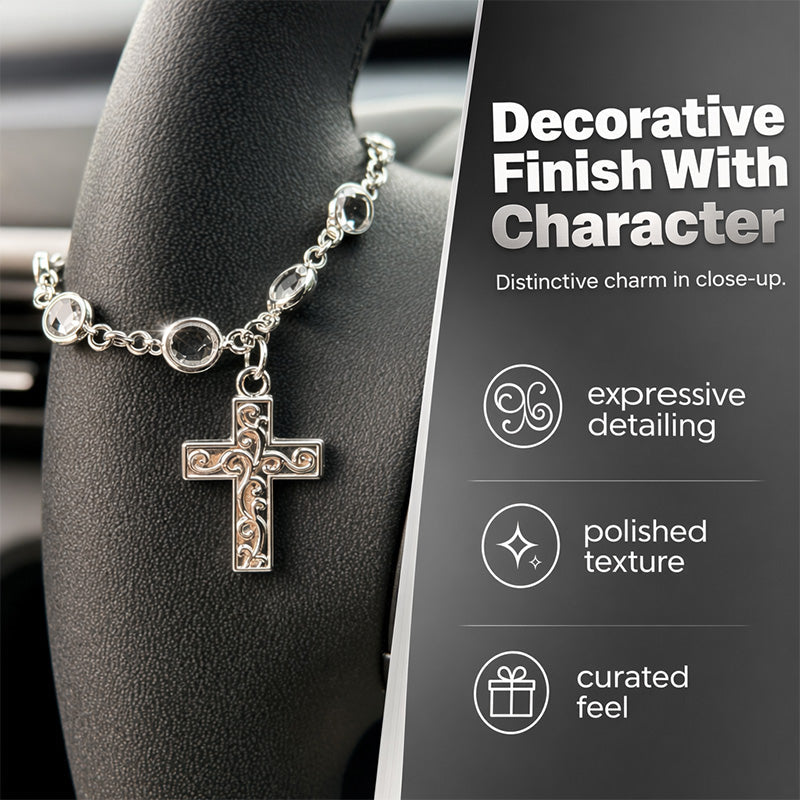 🏆 Last Day Special Price £9.99 ! 🎁Vintage Alloy Car Interior Charm – Cross & Star Pendant