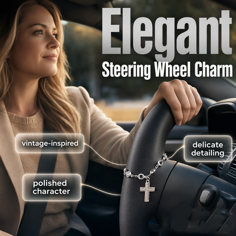 🏆 Last Day Special Price £9.99 ! 🎁Vintage Alloy Car Interior Charm – Cross & Star Pendant